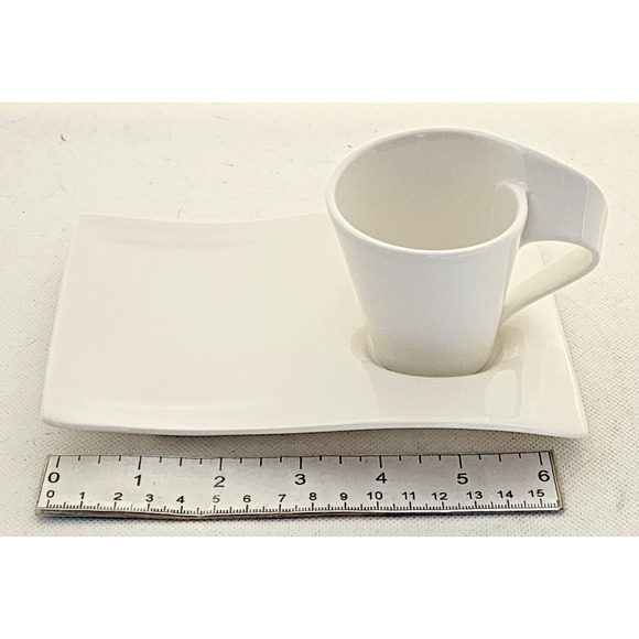 ESPRESSO/DEMITASSE CUP & WAVE SAUCER-VILLEROY & BOCH-Porcelain-White-1/3 Cup - Picture 7 of 8